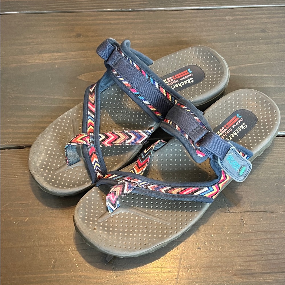 Skechers Navy and Multicolor Strappy Sandals